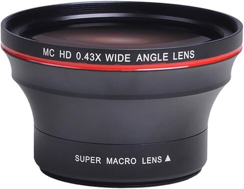 58MM 0.43x Professional HD Wide Angle Lens w/Macro Portion for Canon EOS Rebel 77D T7i T6s T6i T6 T5i T5 T4i T3i SL2 60D 7D 70D in Kuwait
