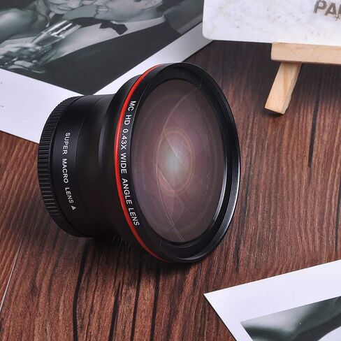 58MM 0.43x Professional HD Wide Angle Lens w/Macro Portion for Canon EOS Rebel 77D T7i T6s T6i T6 T5i T5 T4i T3i SL2 60D 7D 70D in Kuwait
