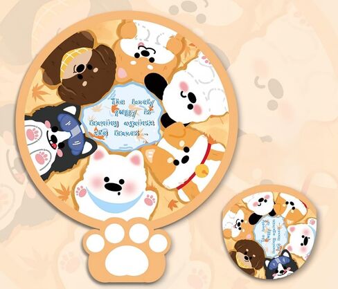 Dog Mini Portable Foldable Reflector 7.8x7.8-2-in-1 Fan for Cooling, Sun Protection & Light Filler with Bag (Dog) in Kuwait