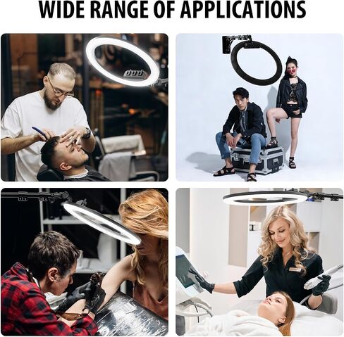 Ring Light Wall Mount with 3 Phone Holder 19", 45.7" Adjustable Boom Arm | 180° Rotatable Space-Saving Wall Mount Lighting Design for Photography, Makeup, Tattoo, Beauty Salon, Barber Studio in Kuwait