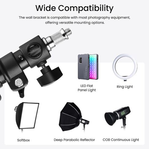 Ring Light Wall Mount with 3 Phone Holder 19", 45.7" Adjustable Boom Arm | 180° Rotatable Space-Saving Wall Mount Lighting Design for Photography, Makeup, Tattoo, Beauty Salon, Barber Studio in Kuwait