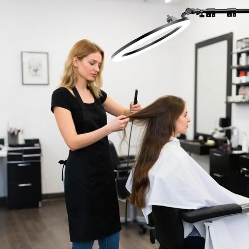 Ring Light Wall Mount with 3 Phone Holder 19", 45.7" Adjustable Boom Arm | 180° Rotatable Space-Saving Wall Mount Lighting Design for Photography, Makeup, Tattoo, Beauty Salon, Barber Studio in Kuwait