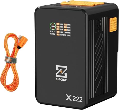 ZGCINE X222 V Mount Battery,222Wh 15000mAh 2-USB-C/3-D-TAP/2-DC Ports with 140W Output,2H Full Charge,1.45in Digital Display,V-Mount Battery for Filmmaker,Camera,Camcorder,Phone,Monitor,Video Light in Kuwait