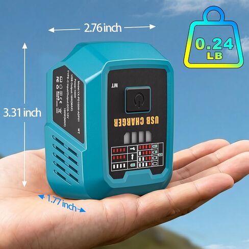 Adisipsoarin 100W USB C Battery Charger Compatible with Makita 18V Battery, Power Adapter Fast Charging Station with USB-A Port, Fast Charging Hub for Laptops Phones Tablets (Tool Only) in Kuwait