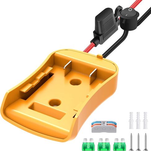 1 Packs Adapter for Dewalt 20V Battery Adapter for Power Wheel Battery Upgrade Conversion Kit with Switch, Fuse & Wire Terminals, 12AWG Wire, Power Tool Power Connector for DIY Rc Car Toys in Kuwait