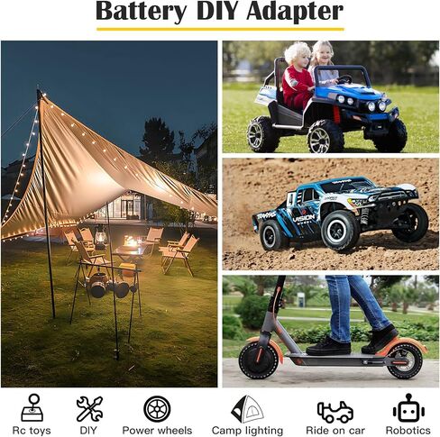 1 Packs Adapter for Dewalt 20V Battery Adapter for Power Wheel Battery Upgrade Conversion Kit with Switch, Fuse & Wire Terminals, 12AWG Wire, Power Tool Power Connector for DIY Rc Car Toys in Kuwait