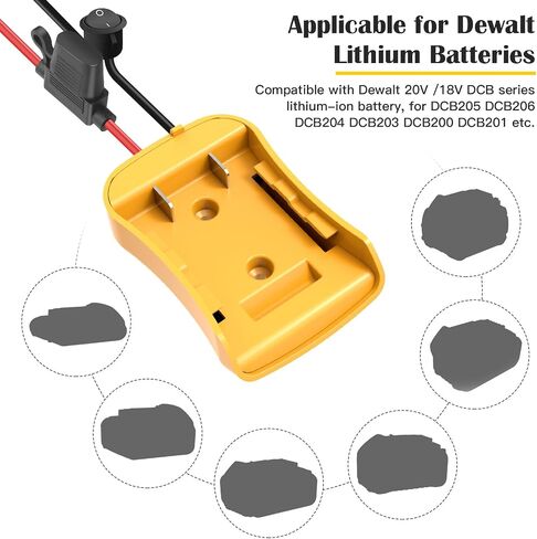 1 Packs Adapter for Dewalt 20V Battery Adapter for Power Wheel Battery Upgrade Conversion Kit with Switch, Fuse & Wire Terminals, 12AWG Wire, Power Tool Power Connector for DIY Rc Car Toys in Kuwait
