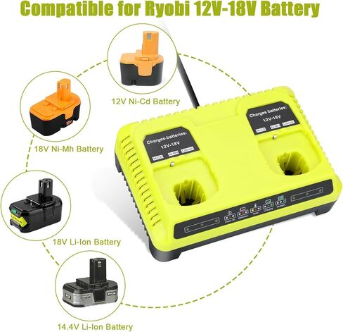 P117 Dual 18V Charger Station Replacement for Ryobi Battery Charger | Replacement for Ryobi 18V ONE+ Fast Charger P118b P118 P119 P100, Compatible for 12V-18 Volt ONE+ Batteries in Saudi Arabia