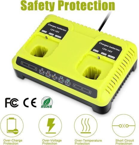 P117 Dual 18V Charger Station Replacement for Ryobi Battery Charger | Replacement for Ryobi 18V ONE+ Fast Charger P118b P118 P119 P100, Compatible for 12V-18 Volt ONE+ Batteries in Saudi Arabia