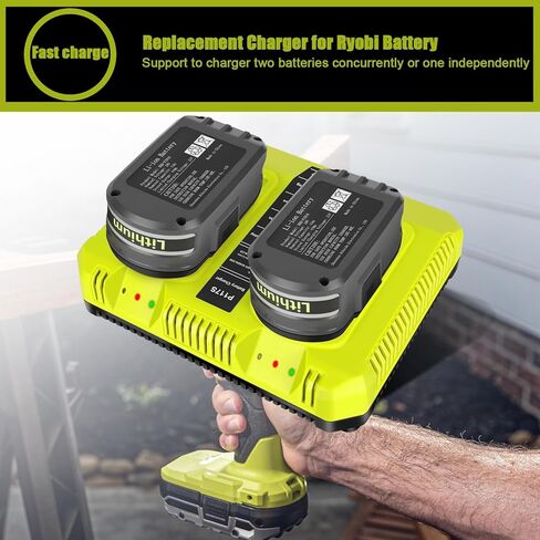 P117 Dual 18V Charger Station Replacement for Ryobi Battery Charger | Replacement for Ryobi 18V ONE+ Fast Charger P118b P118 P119 P100, Compatible for 12V-18 Volt ONE+ Batteries in Saudi Arabia