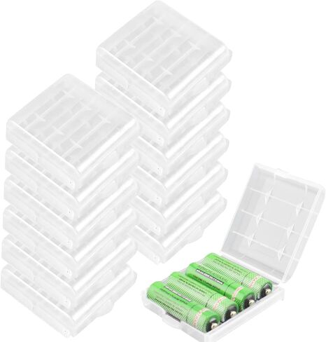 KEEPOW 12 Pcs AA/AAA Battery Storage Case Holder Box, Clear Color in Kuwait