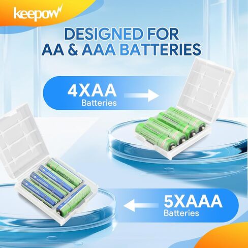 KEEPOW 12 Pcs AA/AAA Battery Storage Case Holder Box, Clear Color in Kuwait