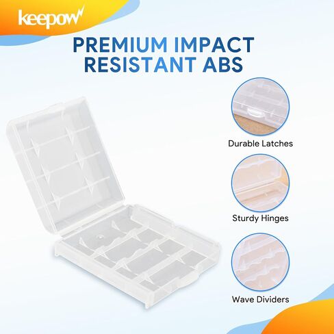 KEEPOW 12 Pcs AA/AAA Battery Storage Case Holder Box, Clear Color in Kuwait