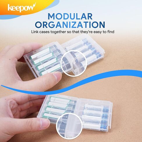 KEEPOW 12 Pcs AA/AAA Battery Storage Case Holder Box, Clear Color in Kuwait
