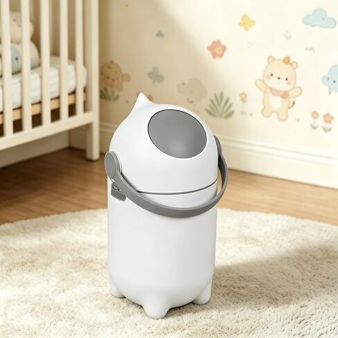 Diaper Pail with Airtight Lid, Odor-Free System with Drop-Flip Lid, No Special Bags Needed, 15 Liter/ 4 Gallon Diaper Trash Can, Holds Up to 16 Diapers, Baby Registry Must-Have White in Kuwait