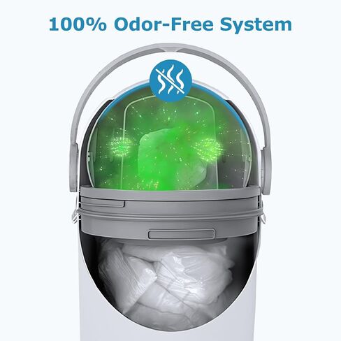 Diaper Pail with Airtight Lid, Odor-Free System with Drop-Flip Lid, No Special Bags Needed, 15 Liter/ 4 Gallon Diaper Trash Can, Holds Up to 16 Diapers, Baby Registry Must-Have White in Kuwait