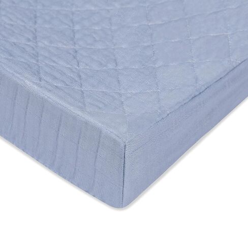 Babyletto 100% Quilted Organic Cotton Changing Pad Cover in Oat Stripe | GOTS-Certified Quilted Organic Cotton Changing Pad Cover - 360° Fitted, Ultra-Soft & Breathable Muslin For Every Change in Kuwait