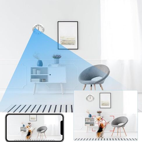 Wireless Security Camera Clock 1080P Secret Camera-No Sound | WiFi Security Camera Wall Clock Nanny Cam with Motion Detection Alarm/Remote View, Indoor Covert Security Camera Surveillance in Kuwait