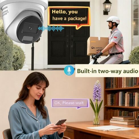 DS-2CD2387G2-LSU/SL 4K POE IP Turret Dome Camera 2.8MM Lens Ⲏіkconnect | 8MP Color-Vu Strobe Light & Audible Warning 130dB WDR H.265+ Two Way Audio Human/Vehicle Detection in Kuwait