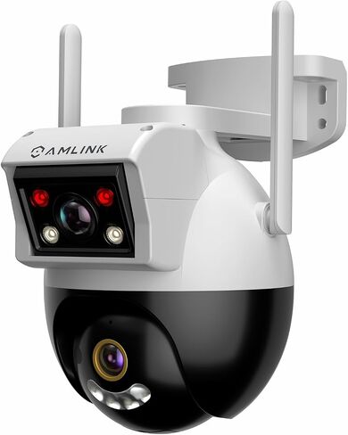 AMLINK 2X 2MP Dual-Lens WiFi Camera Outdoor, Human Detection, Motion-Tracking, w/ 2-Way Audio, Pan/Tilt Wireless IP Camera, NDAA Compliant, 30ft Night Vision, Built in Siren, AL4M-P402W in Kuwait