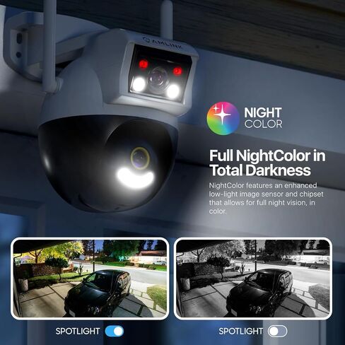 AMLINK 2X 2MP Dual-Lens WiFi Camera Outdoor, Human Detection, Motion-Tracking, w/ 2-Way Audio, Pan/Tilt Wireless IP Camera, NDAA Compliant, 30ft Night Vision, Built in Siren, AL4M-P402W in Kuwait