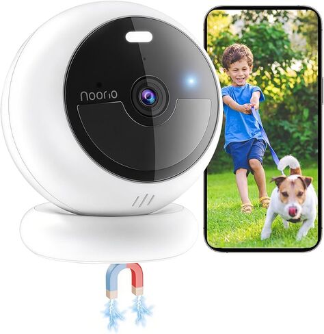 Noorio Security Cameras Wireless Outdoor Magnetic, 1080P Battery Powered Indoor Cameras for Home Security, Smart Motion Detection Outdoor Pet Dog Camera, Free Local Storage MagCam, 2.4G WiFi, B200S in Kuwait