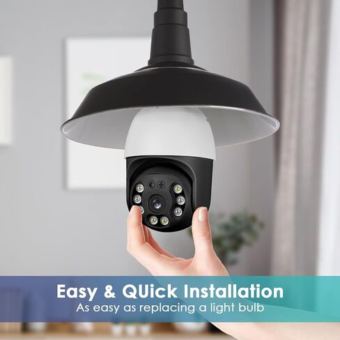 E27 Bulb Security Camera, 355° Pan & 95° Tilt Wireless WiFi Camera for Home Security, Easy Install Like Bulb Replacement, Motion Detection Auto Siren Alarm, Two-Way Audio, Full Color Night Vision in Kuwait