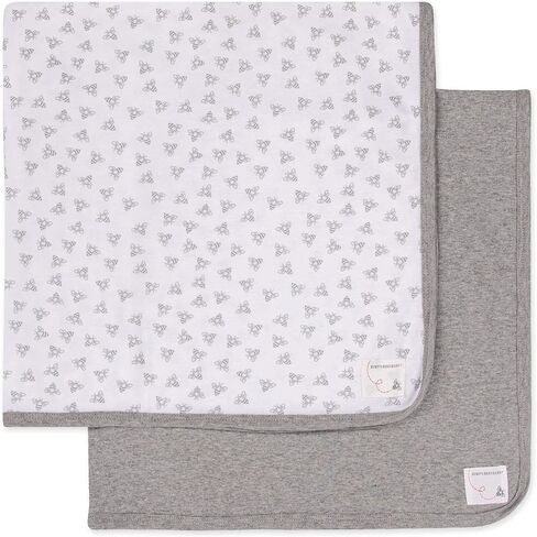 Burt's Bees Baby Infant Receiving Blankets, Made with 100% Organic Cotton, Stretchy and Soft Honey Bee Newborn Swaddle Blanket - Size 29 x 29 Inches - 2 Pack Set in Kuwait