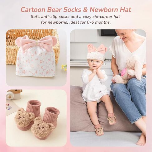 Strawberry Fairy 10 PCS Baby Gift Set for Girls, Newborn Essentials Stuff Baby Girl Gifts, Baby Girl Gift Basket, Gender Reveal Gifts Basket with Rattle Swaddle Blanket in Kuwait