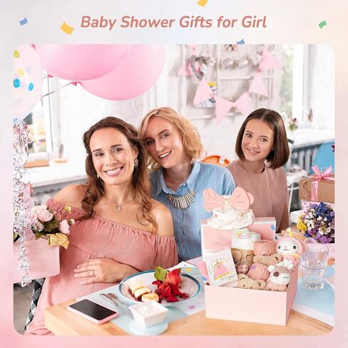 Strawberry Fairy 10 PCS Baby Gift Set for Girls, Newborn Essentials Stuff Baby Girl Gifts, Baby Girl Gift Basket, Gender Reveal Gifts Basket with Rattle Swaddle Blanket in Kuwait