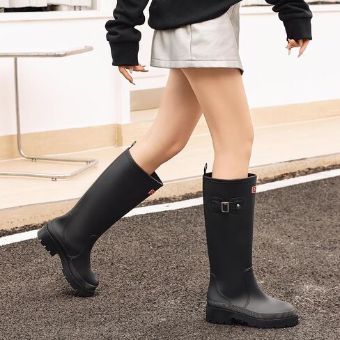 Women's Rain Boots Knee High Rubber Boots Waterproof Anti-Slip Tall wide calf Garden Boots Insulated Work Water Shoes Fishing Outdoor in Kuwait