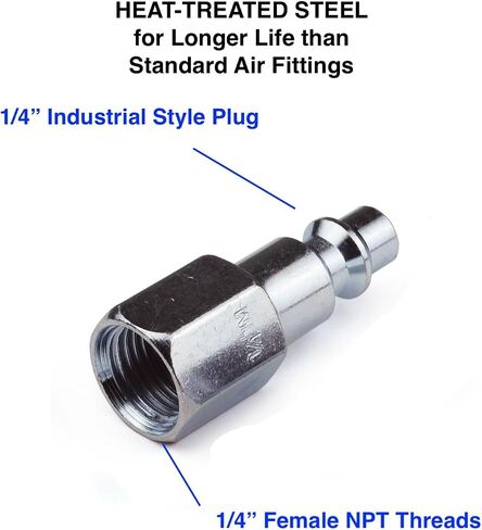 Primefit IP1414FS-B25-P (25 Pack) Industrial Style Air Quick Connect Plugs/Nipples 1/4" x 1/4" Female NPT in Kuwait