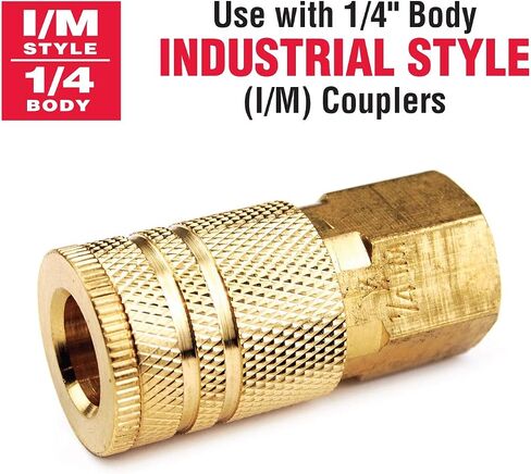 Primefit IP1414FS-B25-P (25 Pack) Industrial Style Air Quick Connect Plugs/Nipples 1/4" x 1/4" Female NPT in Kuwait