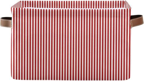 Red White Stripes Storage Basket with Handles Collapsible Canvas Storage Bin Toy Decorative Basket Closet Organizer for Nursery Bedroom Home in Kuwait