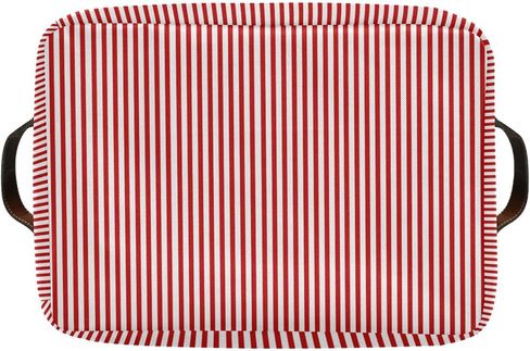 Red White Stripes Storage Basket with Handles Collapsible Canvas Storage Bin Toy Decorative Basket Closet Organizer for Nursery Bedroom Home in Kuwait