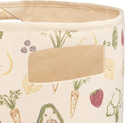 Crane Baby Clementine Canvas Storage Bin, Nursery Hamper and Baby Storage Basket for Toys, Clothes, and Diapers, Toy Baskets, Fabric Nursery Basket, Garden Fruits and Veggies Print, 13" x 12" in Kuwait