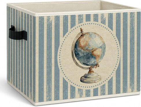 Positive Cowboys Storage Bin - Green Gingham Canvas Toy Box with Handles | western nursery basket for clothes & books, foldable retro checkered organizer for boys bedroom & playroom in Kuwait