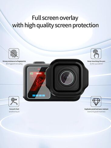Tempered Glass Screen Protector for GoPro Mission 1/1 PRO, 2 Set | Anti-Scratch 9H Hardness Tempered Glass Flim,Touch Sensitive Edges Bubble Free Easy to Install,HD Clear. in Kuwait
