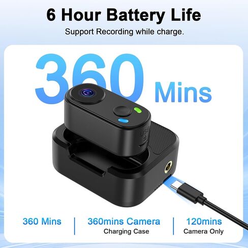 UYIKOO Mini Body Action Camera with Charging Case, FHD 2K, 64GB Thumb Size Small POV Camera with WiFi, 360min Runtime, Tiny Wearable Magnetic Camcorder for Work Vlogging Travel Pet Cycling in Kuwait