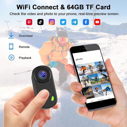 UYIKOO Mini Body Action Camera with Charging Case, FHD 2K, 64GB Thumb Size Small POV Camera with WiFi, 360min Runtime, Tiny Wearable Magnetic Camcorder for Work Vlogging Travel Pet Cycling in Kuwait