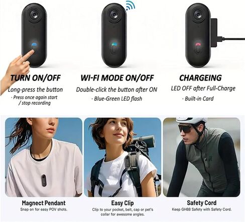Mini 120° 4k Camera for Recording, HD 1080p/4k Mini POV Pro Body Camera, Wearable Adventure Action Body Cam with Audio Video, Thumb Sports Cameras, for Vlogging Cycling Diving (Black, 4K) in Kuwait