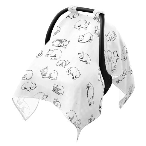 Car Seat Cover for Baby Sleeping Cat Sketch Pattern Car Seat Canopy Lightweight Canopy for Sun Protection Carseat Covers for Boys Girls in Kuwait