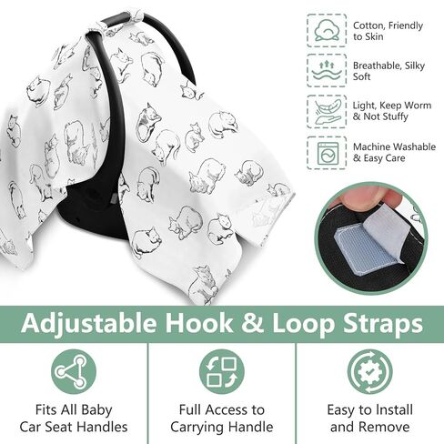 Car Seat Cover for Baby Sleeping Cat Sketch Pattern Car Seat Canopy Lightweight Canopy for Sun Protection Carseat Covers for Boys Girls in Kuwait