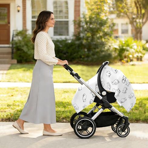 Car Seat Cover for Baby Sleeping Cat Sketch Pattern Car Seat Canopy Lightweight Canopy for Sun Protection Carseat Covers for Boys Girls in Kuwait