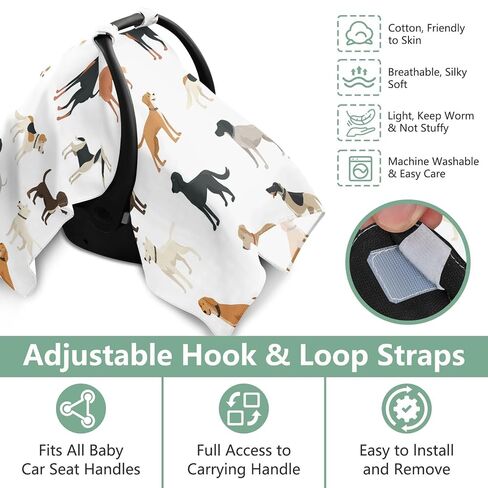 Car Seat Cover for Baby Classic Pup Medley Pattern Car Seat Canopy Lightweight Canopy for Sun Protection Carseat Covers for Boys Girls in Kuwait