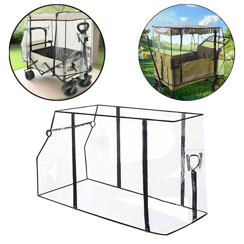 Wagon Rain Cover Transparent Foldable Waterproof Canopy Universal Windproof Cart Accessories Stroller Trolley Quick Install Suitable for Garden Use in Kuwait