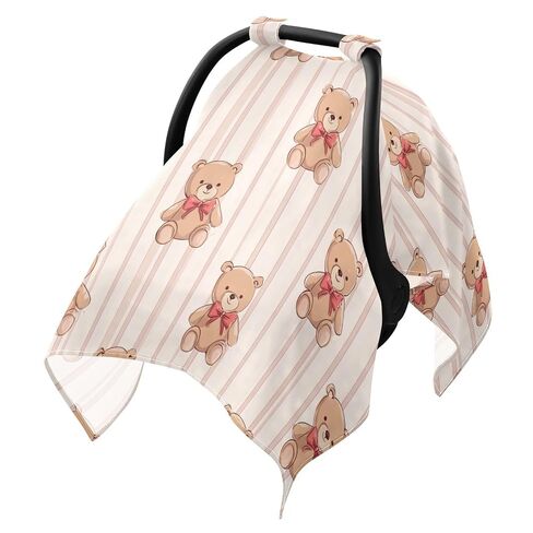 Car Seat Cover for Baby Striped Bear Pattern Car Seat Canopy Lightweight Canopy for Sun Protection Carseat Covers for Boys Girls in Kuwait