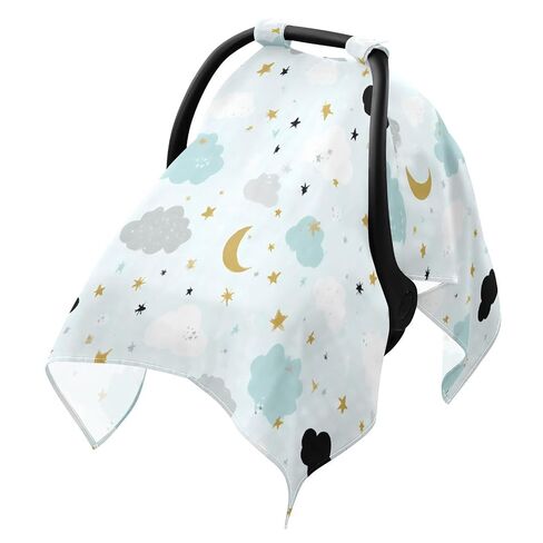 Car Seat Cover for Baby Blue Cloud Moon Star Pattern Car Seat Canopy Lightweight Canopy for Sun Protection Carseat Covers for Boys Girls in Kuwait