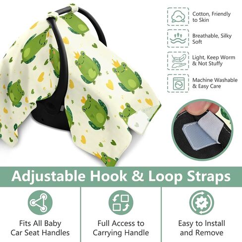 Car Seat Cover for Baby Cute Frog Pattern Car Seat Canopy Lightweight Canopy for Sun Protection Carseat Covers for Boys Girls in Kuwait