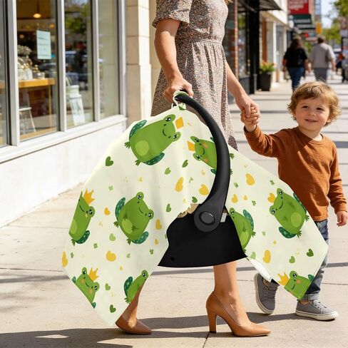 Car Seat Cover for Baby Cute Frog Pattern Car Seat Canopy Lightweight Canopy for Sun Protection Carseat Covers for Boys Girls in Kuwait
